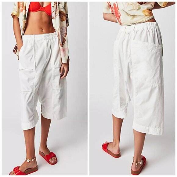 Free People Marbella Crop Harem Pants Optic White Small - Picture 1 of 11